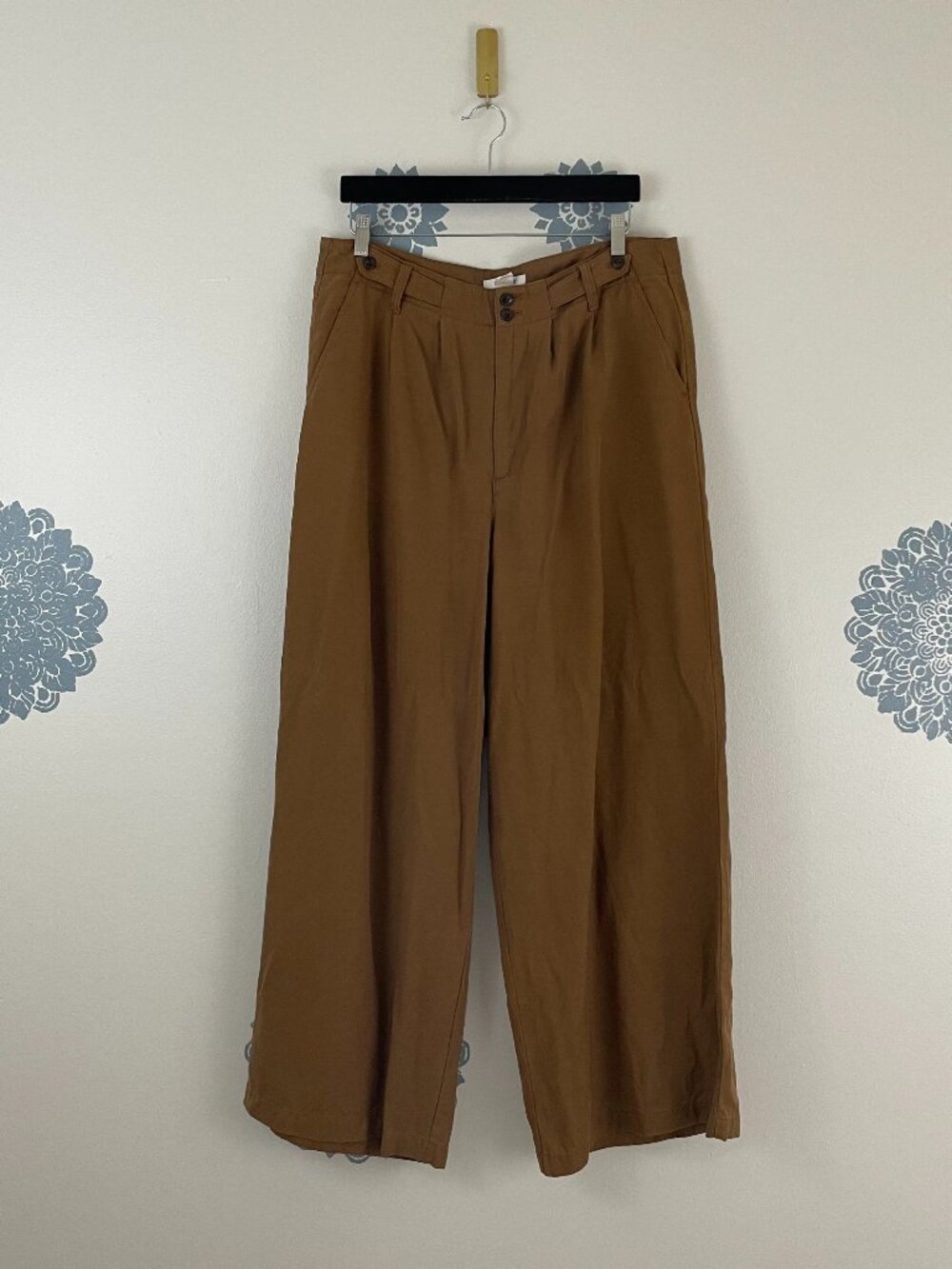 Madewell The Harlow Wide Leg High Rise Pants in Caramel Size 14